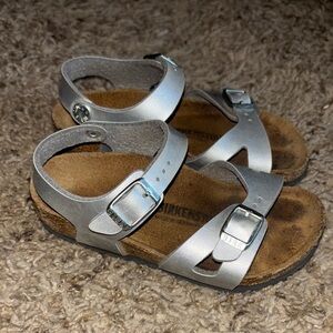 Birkenstock Silver Sandals with Two-Strap Design